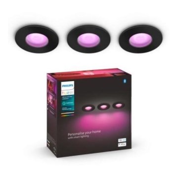 Philips - JUEGO 3x LED RGBW Lámpara de techo regulable para baño Hue XAMENTO 1xGU10/5,7W/230V 2200-6500K IP44