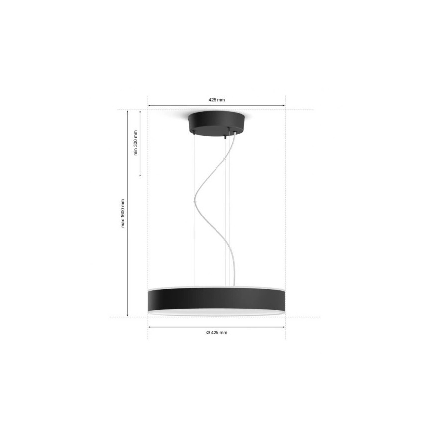 Philips - Lámpara de araña LED regulable Hue LED/33,5W/230V 2200-6500K negro + control remoto
