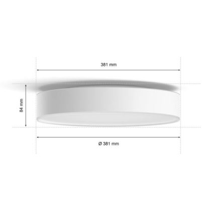 Philips - Lámpara de baño LED regulable Hue DEVERE LED/19,2W/230V IP44 381 mm de diámetro 2200-6500K + mando a distancia