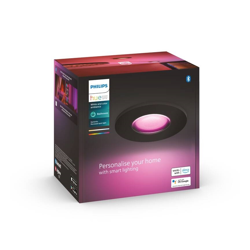 Philips - Lámpara de techo LED RGBW regulable para baño Hue XAMENTO GU10/5,7W/230V IP44 2200-6500K
