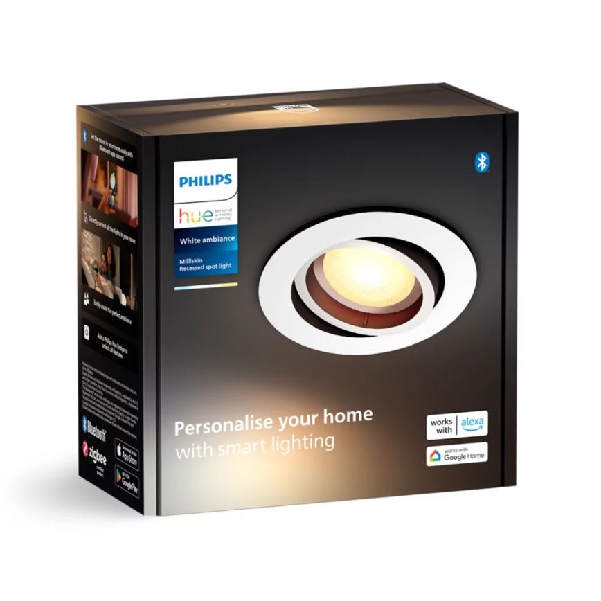 Philips - Lámpara empotrable LED regulable Hue MILLISKIN 1xGU10/4,2W/230V 2200-6500K blanco