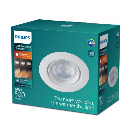Philips - Lámpara empotrable LED regulable IMPALA Warm Glow 1xLED/6W/230V 2200-2700K