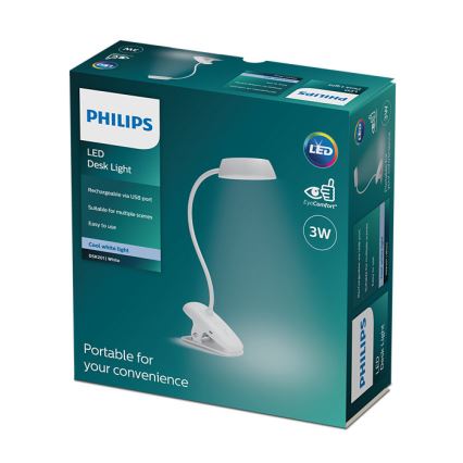 Philips - Lámpara LED regulable con clip DONUTCLIP LED/3W/5V CRI 90 blanco