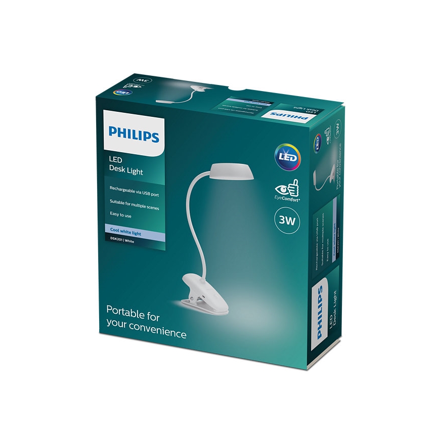 Philips - Lámpara LED regulable con clip DONUTCLIP LED/3W/5V CRI 90 blanco