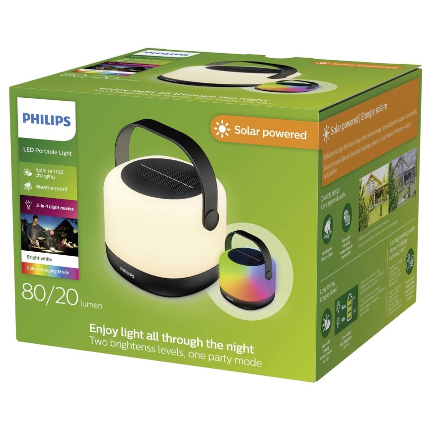 Philips - Lámpara solar portátil LED RGBW regulable ALULA LED/1,2W/5V IP44