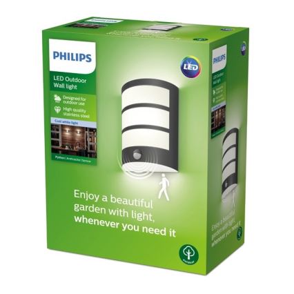 Philips - Aplique LED de exterior con sensor LED/6W/230V 4000K IP44