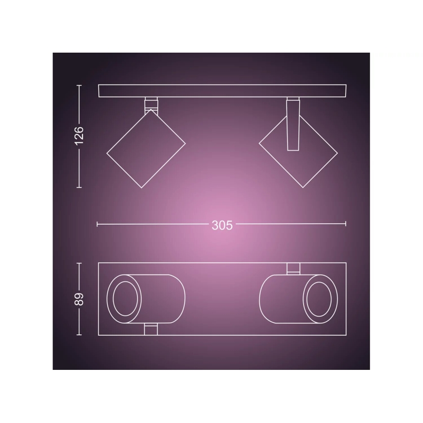 Philips - LED RGBW Foco regulable Hue ARGENTA 2xGU10/4,2W/230V 2000-6500K