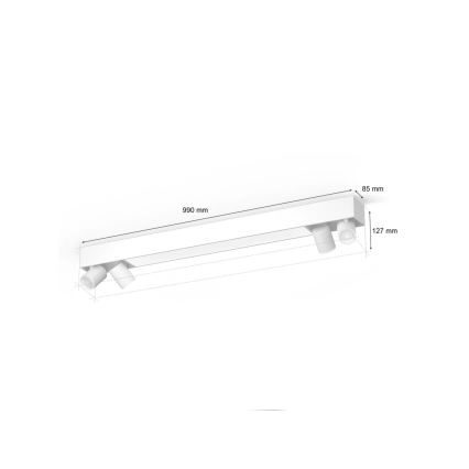 Philips - LED RGBW Foco regulable Hue CENTRIS 4xGU10/4,2W/230V + LED/11W 2000-6500K