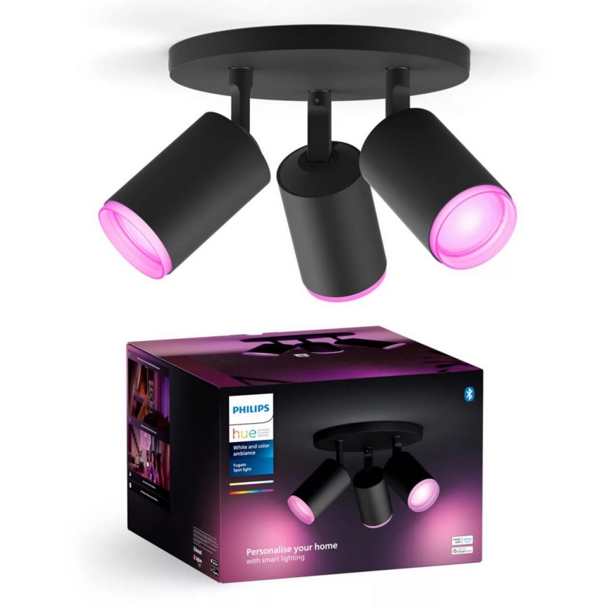 Philips - LED RGBW Foco regulable Hue FUGATO 3xGU10/4,2W/230V 2000-6500K negro