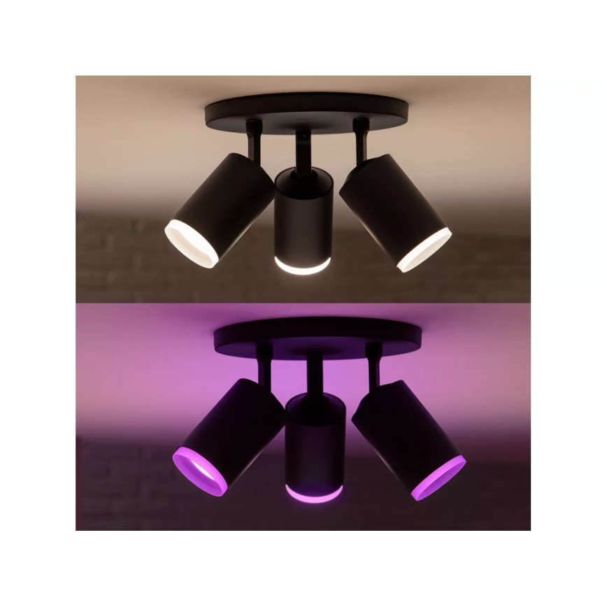 Philips - LED RGBW Foco regulable Hue FUGATO 3xGU10/4,2W/230V 2000-6500K negro