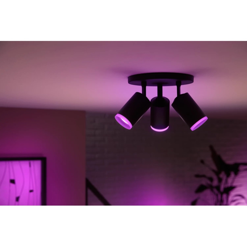 Philips - LED RGBW Foco regulable Hue FUGATO 3xGU10/4,2W/230V 2000-6500K negro