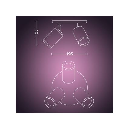 Philips - LED RGBW Foco regulable Hue FUGATO 3xGU10/4,2W/230V 2000-6500K negro