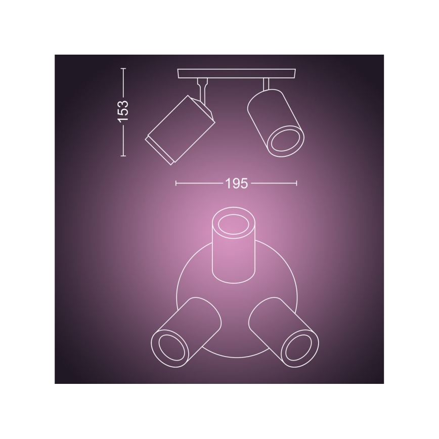 Philips - LED RGBW Foco regulable Hue FUGATO 3xGU10/4,2W/230V 2000-6500K negro