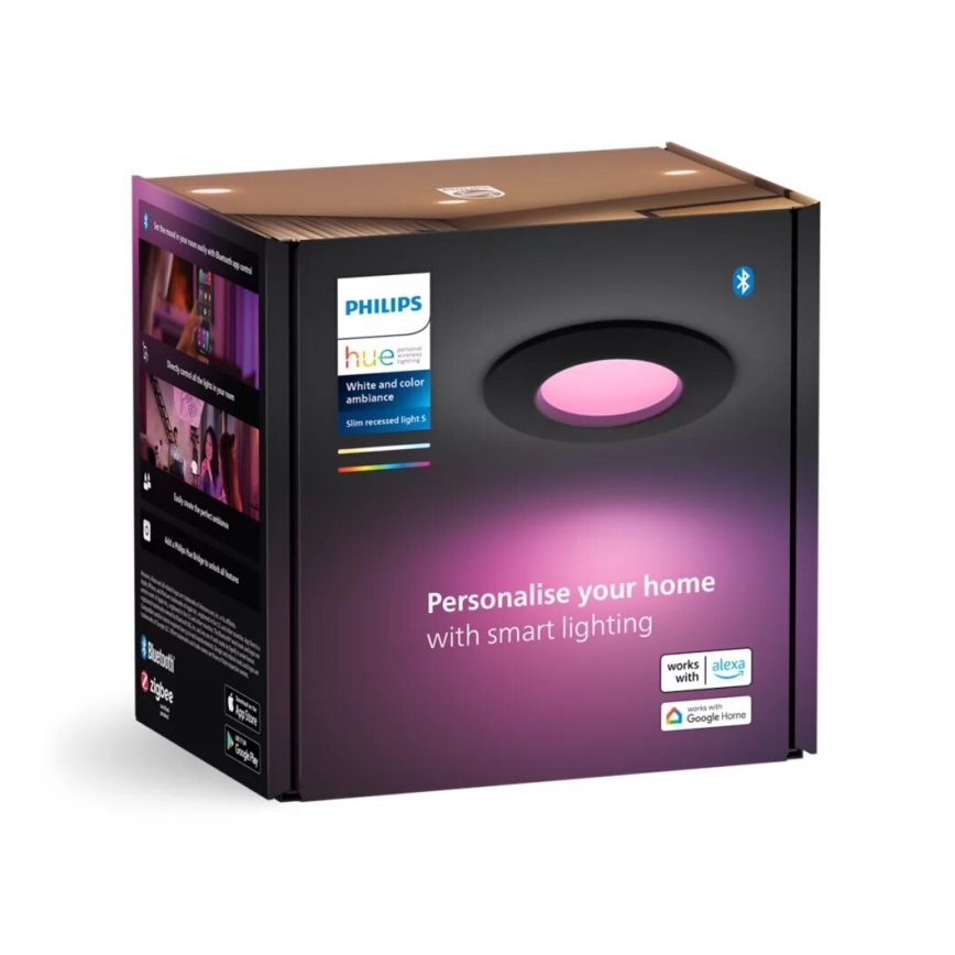 Philips - LED RGBW Lámpara empotrable regulable para el baño Hue SLIM LED/8,3W/230V 2000-6500K IP44 negro