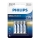 Philips LR03E4B/10 - 4 pz. Pila alcalina AAA ULTRA ALKALINE 1,5V 1250mAh