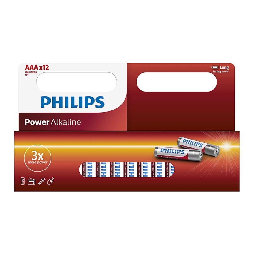 Philips LR03P12W/10 - 12 pz. Pila alcalina AAA POWER ALKALINE 1,5V 1150mAh