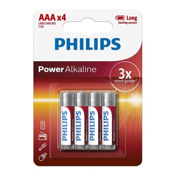 Philips LR03P4B/10 - 4 pz. Pila alcalina AAA POWER ALKALINE 1,5V 1150mAh