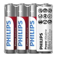 Philips LR03P4F/10 - 4 pz. Pila alcalina AAA POWER ALKALINE 1,5V 1150mAh
