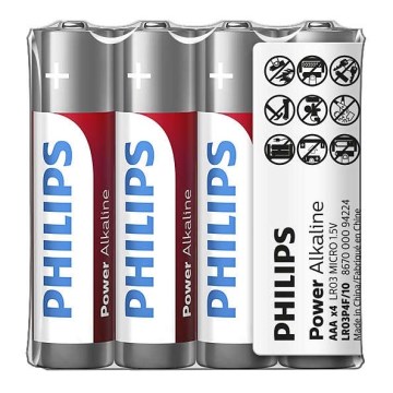 Philips LR03P4F/10 - 4 pz. Pila alcalina AAA POWER ALKALINE 1,5V 1150mAh