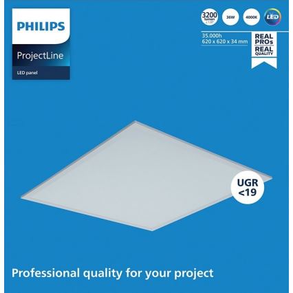 Philips - Panel LED empotrable PROJECTLINE LED/36W/230V 62x62 cm