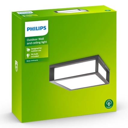 Philips - Plafón de exterior SKIES 2xE27/14W/230V IP44 antracita