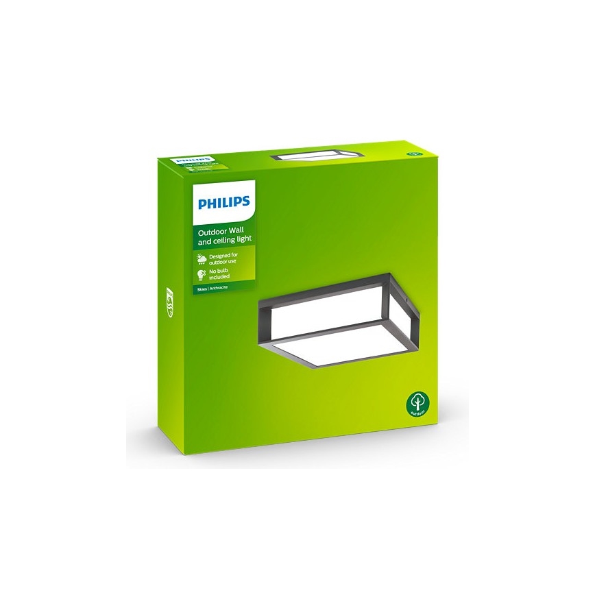 Philips - Plafón de exterior SKIES 2xE27/14W/230V IP44 antracita