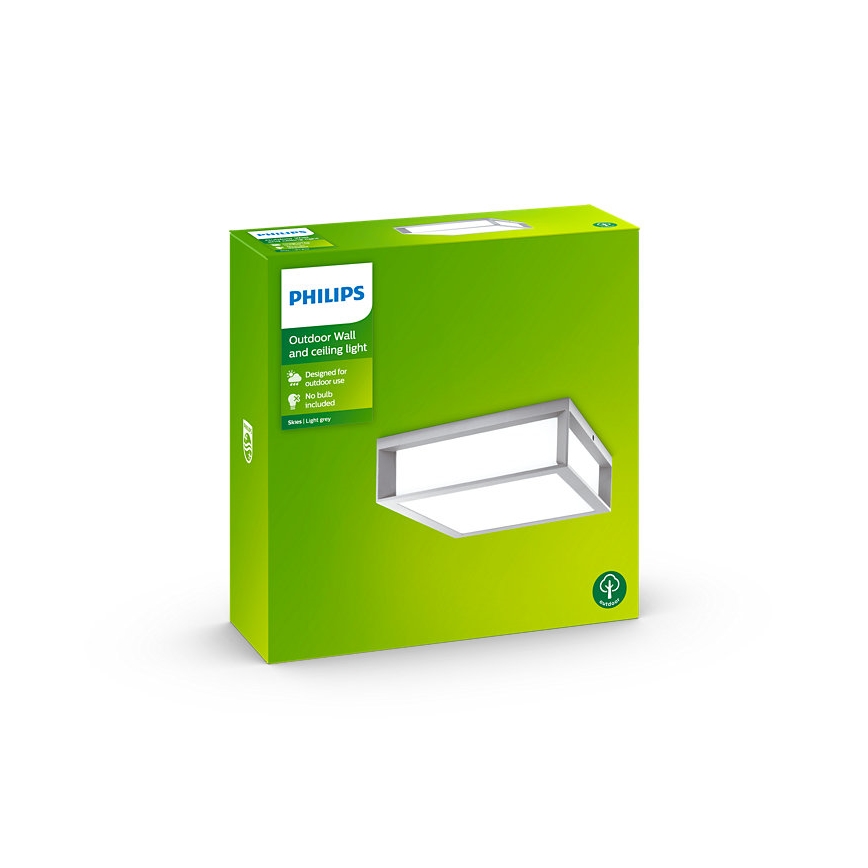 Philips - Plafón de exterior 2xE27/14W/230V IP44 gris