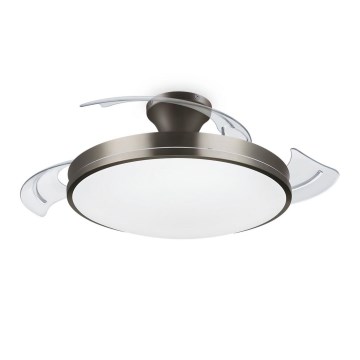 Philips-Plafón LED con ventilador BLISS LED/35W/230V 5500/4000/2700K níquel + control remoto