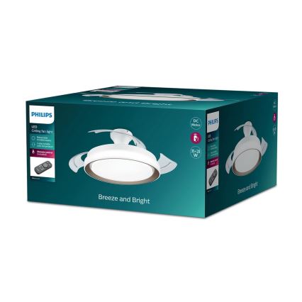 Philips-Plafón LED con ventilador LED/35W/230V 5500/4000/2700K + control remoto dorado