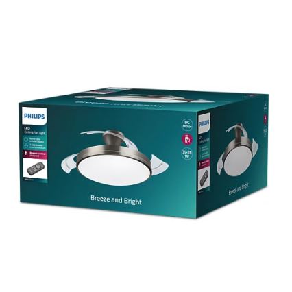 Philips-Plafón LED con ventilador BLISS LED/35W/230V 5500/4000/2700K níquel + control remoto