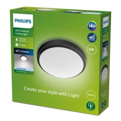 Philips - Plafón LED para baño LED/6W/230V 4000K IP54 negro