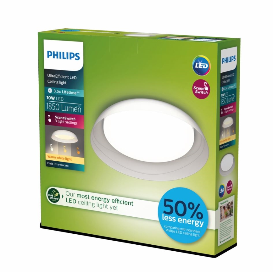 Philips - Plafón LED regulable FLETA SCENE SWITCH LED/10W/230V 2700K transparente