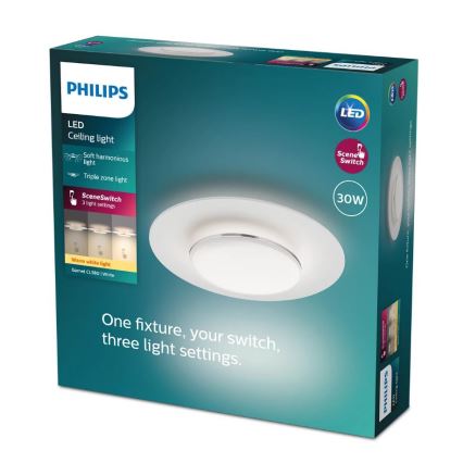 Philips- Plafón LED regulable SCENE SWITCH LED/30W/230V 2700K plata