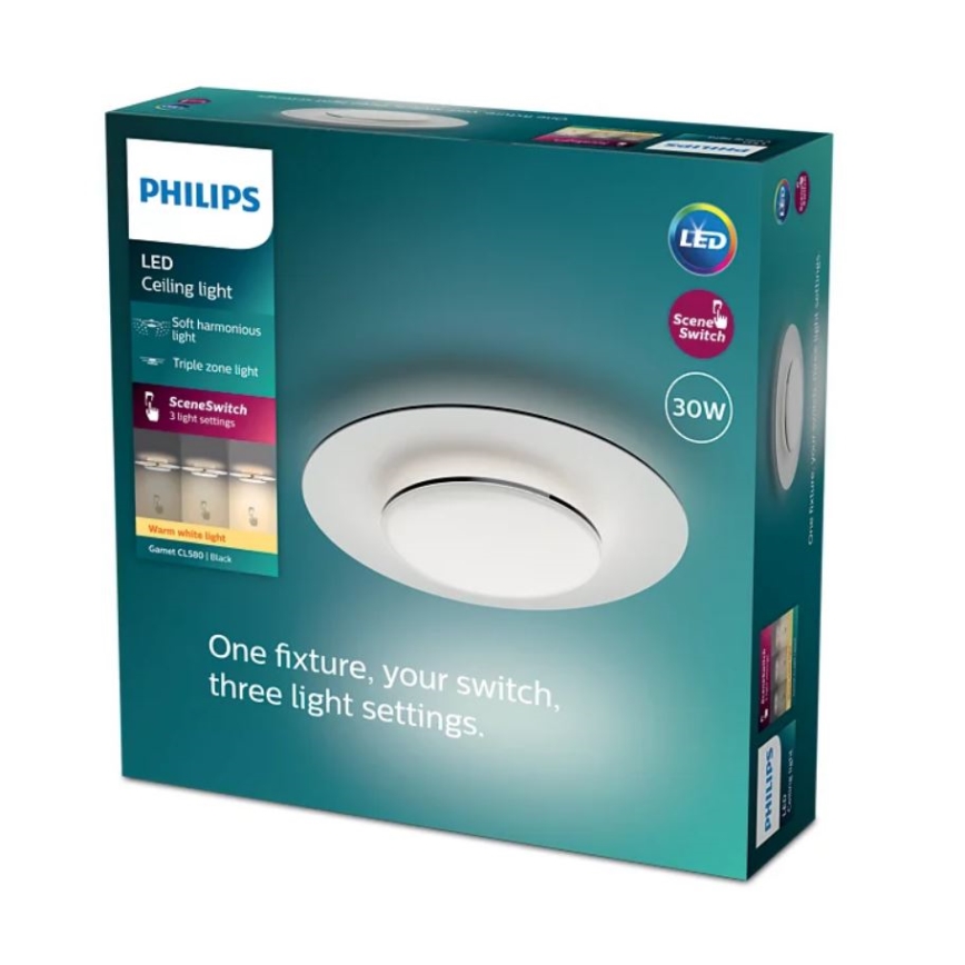 Philips- Plafón LED regulable SCENE SWITCH LED/30W/230V 2700K negro