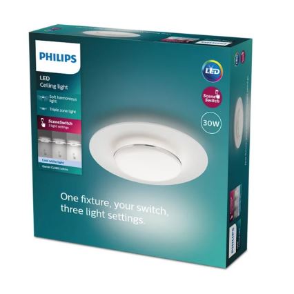 Philips- Plafón LED regulable SCENE SWITCH LED/30W/230V 4000K plata