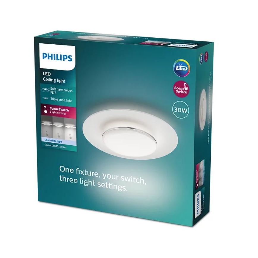 Philips- Plafón LED regulable SCENE SWITCH LED/30W/230V 4000K plata