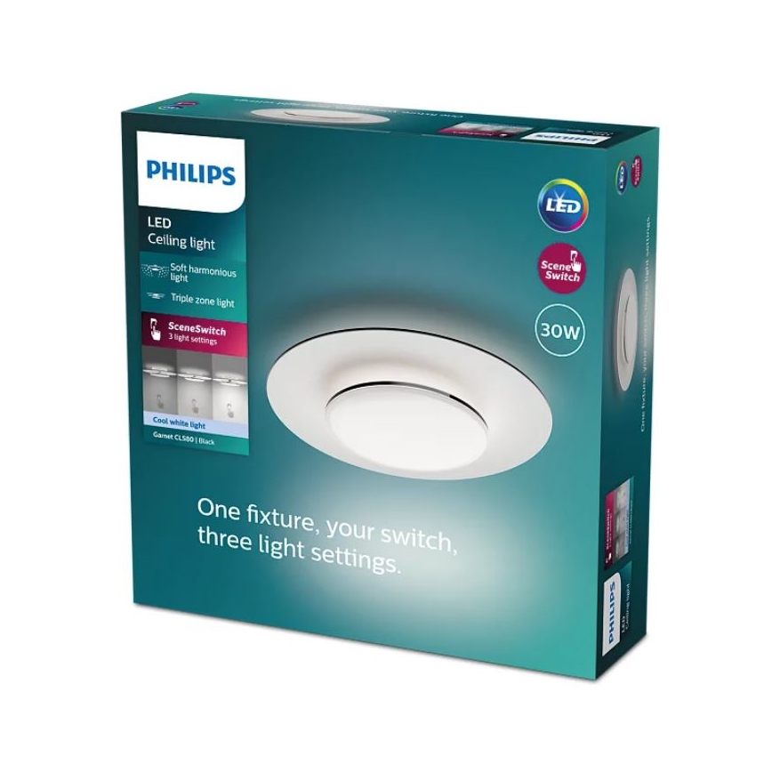 Philips- Plafón LED regulable SCENE SWITCH LED/30W/230V 4000K negro
