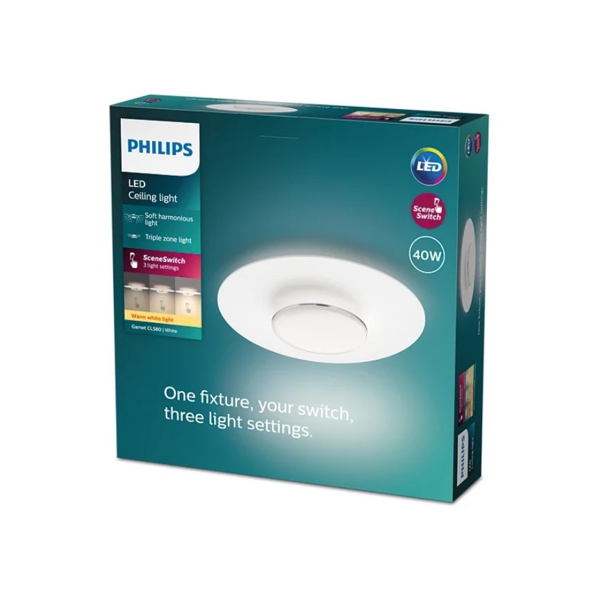 Philips- Plafón LED regulable SCENE SWITCH LED/40W/230V 2700K plata