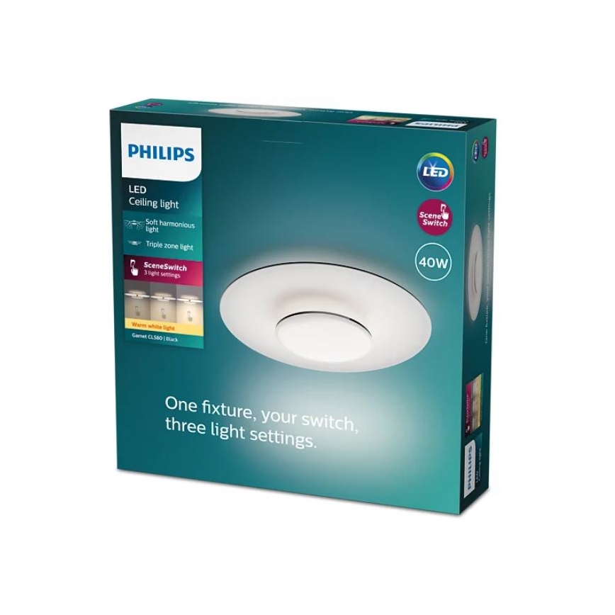 Philips- Plafón LED regulable SCENE SWITCH LED/40W/230V 2700K negro