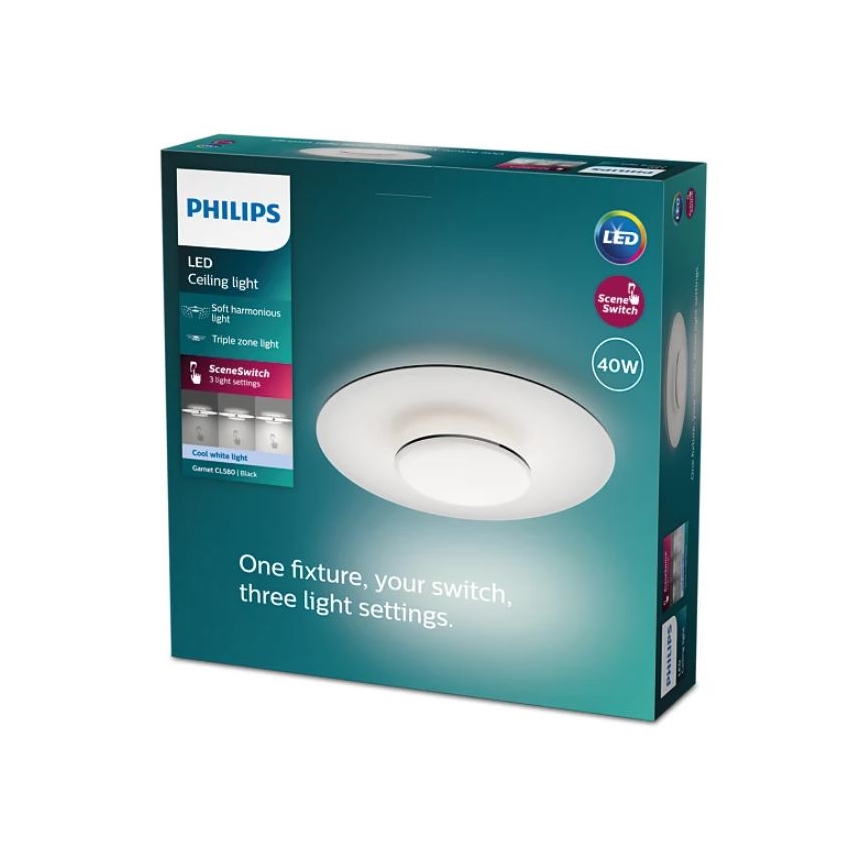 Philips- Plafón LED regulable SCENE SWITCH LED/40W/230V 4000K negro
