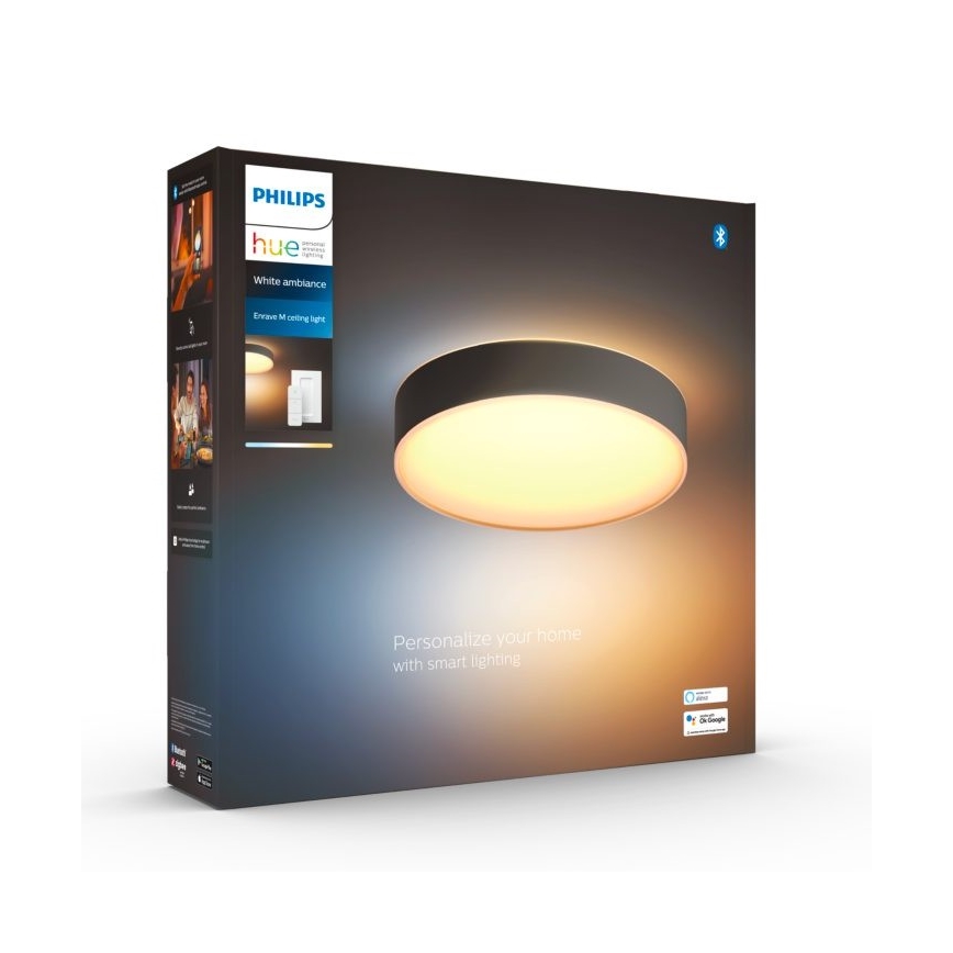 Philips - Plafón LED regulable Hue LED/19,2W/230V 2200-6500K d. 381 mm negro + mando a distancia