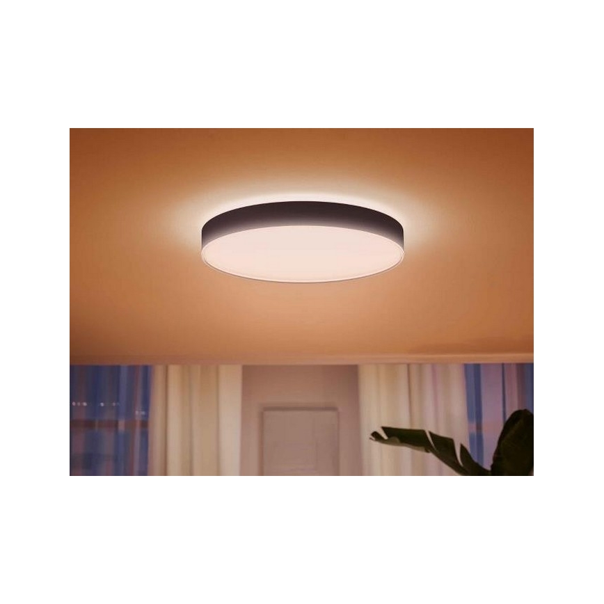 Philips - Plafón LED regulable Hue LED/48W/230V 2200-6500K d.551 mm negro + mando a distancia