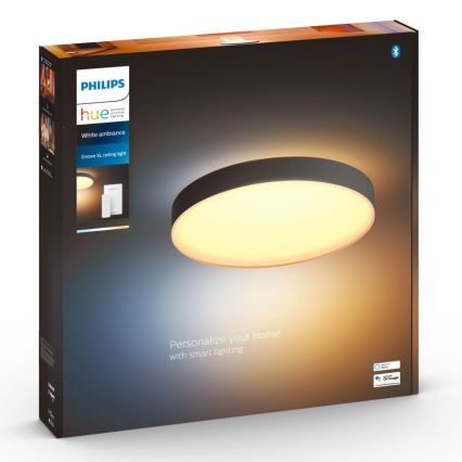 Philips - Plafón LED regulable Hue LED/48W/230V 2200-6500K d.551 mm negro + mando a distancia