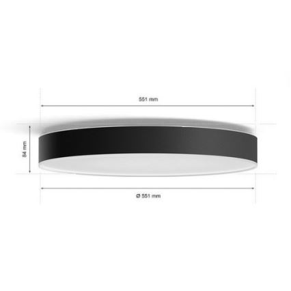 Philips - Plafón LED regulable Hue LED/48W/230V 2200-6500K d.551 mm negro + mando a distancia