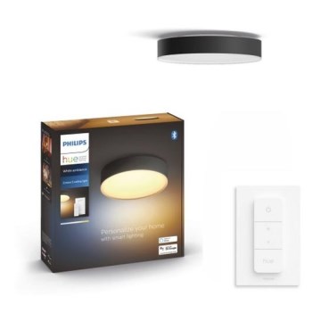 Philips - Plafón LED regulable Hue LED/9,6W/230V 2200-6500K d. 261 mm negro + mando a distancia