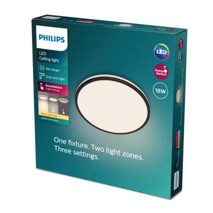 Philips - Plafón LED regulable SCENE SWITCH LED/18W/230V diá. 30 cm 2700K negro