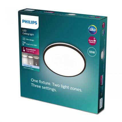 Philips - Plafón LED regulable SCENE SWITCH LED/18W/230V diá. 30 cm 4000K negro