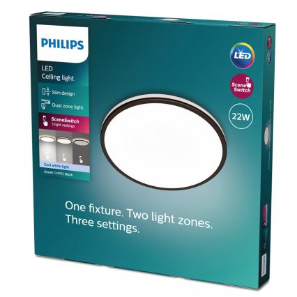 Philips - Plafón LED regulable SCENE SWITCH LED/22W/230V diá. 40 cm 4000K negro