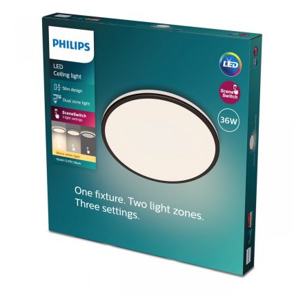 Philips - Plafón LED regulable SCENE SWITCH LED/36W/230V diá. 50 cm 2700K negro