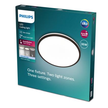 Philips - Plafón LED regulable SCENE SWITCH LED/36W/230V diá. 50 cm 4000K negro